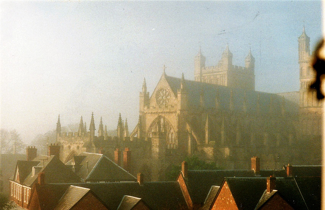 Exeter Cathedral in the mist