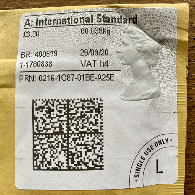 Royal Mail franking label