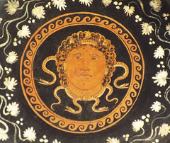 Detail of a Patera with the Head of Medusa in the Getty Villa, June 2016