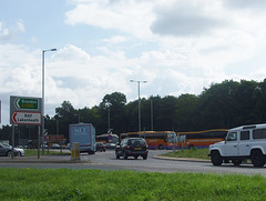 DSCF9108 Five Sanders of Norfolk coaches on the A11 at Barton Mills - 5 Aug 2017