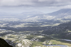 Ben Stack: view north over knock and lochan from Coire nam Mang