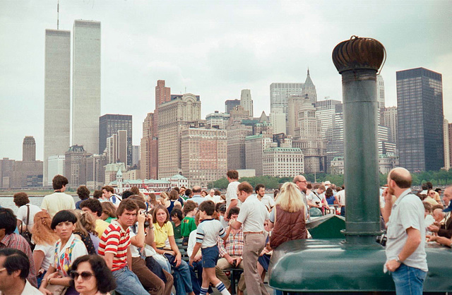 Lower Manhattan from the Ferry to the Statue of Liberty (Scan from June 1981)