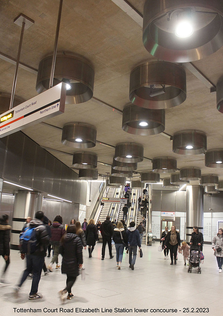 Tottenham Court Road Elizabeth Line Station lower concourse 25 2 2023