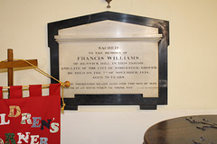 Memorial to Francis Williams (d 1834), St Clement's Church, Worcester