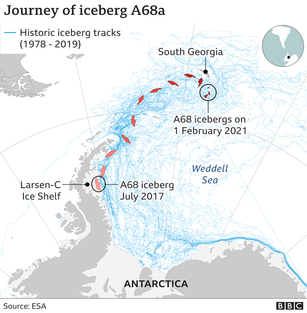 clch - The journey of Iceberg A68a [2017 to 2021]