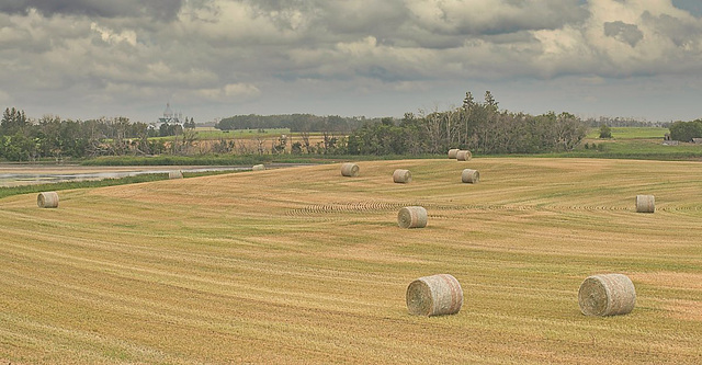 a country church in the distance