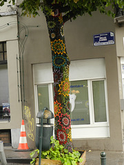 Brussels sees your yarn-bombing and raises you lace-bombing