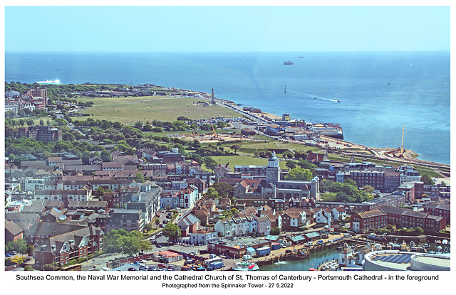 Southsea Common and Portsmouth Cathedral from Spinnaker Tower 27 5 2022