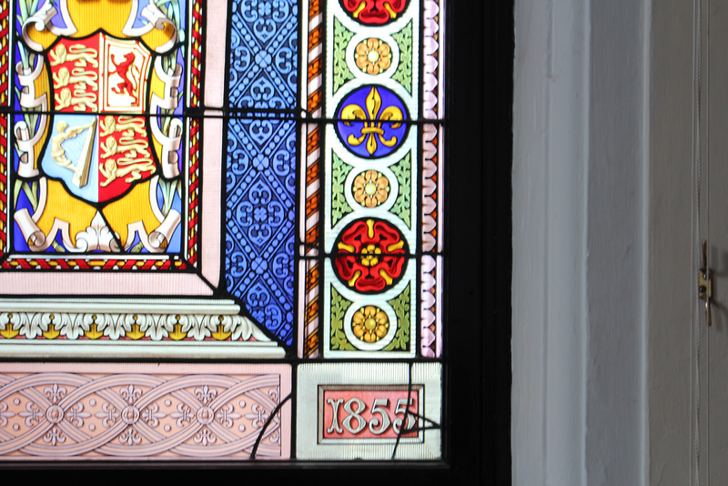 Detail of stained glass in council chamber, Former Town Hall, High Street, Lowestoft, Suffolk