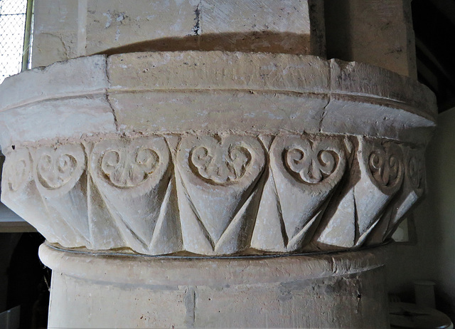 icklesham church, sussex (8)late c12 nave arcade capital c.1170