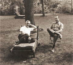 Rudy and Richard Grossenbach, relaxing in our backyard, 1961