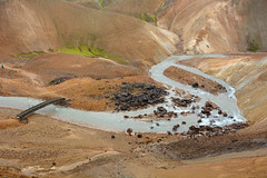Iceland, Serpentine Flow of the River of Kerlingarfjöll