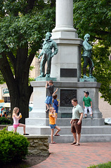 The war memorial is a popular hangout