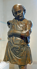 Detail of a Bronze Statuette of an Artisan with Silver Eyes in the Metropolitan Museum of Art, August 2019