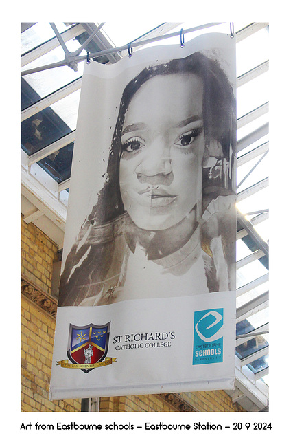 St Richard's Catholic College - portrait girl with long hair - at Eastbourne Station 20 9 2024