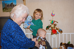 Being with great-grandmother ("Nanny") means having fun!