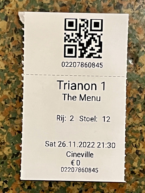 Ticket for The Menu