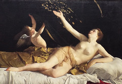 Detail of Danae and the Shower of Gold by Orazio Gentileschi in the Getty Center, June 2016