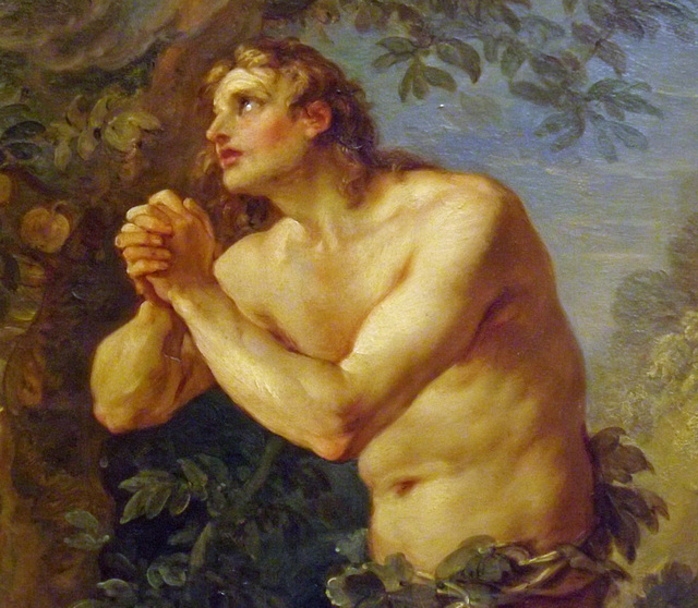 Detail of The Rebuke of Adam and Eve by Natoire in the Metropolitan Museum of Art, February 2014