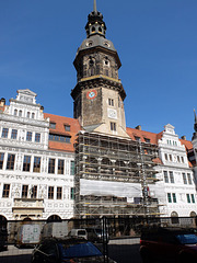 Die letzte Baustelle im  Renaissancehof des Dresdner Schlosses