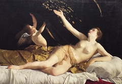 Detail of Danae and the Shower of Gold by Orazio Gentileschi in the Getty Center, June 2016