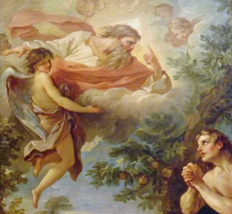 Detail of The Rebuke of Adam and Eve by Natoire in the Metropolitan Museum of Art, February 2014