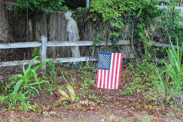 A kinda rugged Fence for HFF...but they have our Flag displayed...  (Sunday is our Independence Day here in America...July 4th !!!!! God Bless the U. S. A. !!!!!