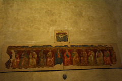 Italy, Basilica of San Francesco in Arezzo, Surviving Fresco on a Wall