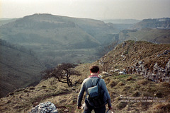 Decent to the junction of Wye Dale (left), Chee Dale (right), and Great Rocks Dale ahead (Scan from 1991)