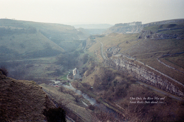 Chee Dale, the River Wye and Great Rocks Dale ahead (Scan from 1991)