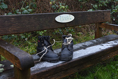 Old boots in the snow!  Happy Monday!