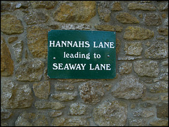 Hannah's Lane sign