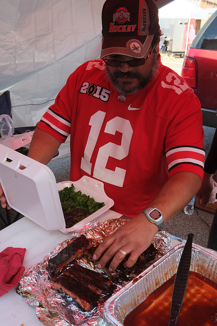 Pork ribs packaged for the judges