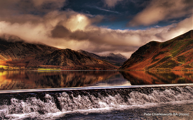 Winter shot of the weir Ennerdale