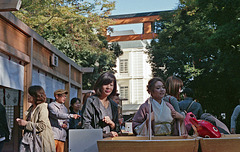 Visitors at a shrine