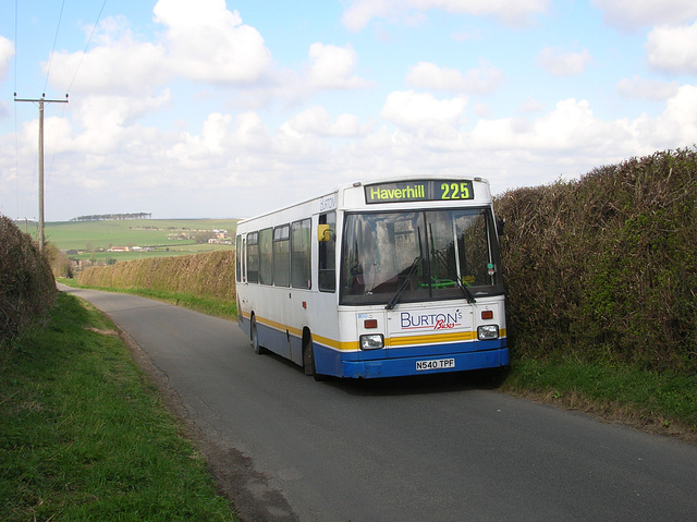 Burtons Coaches N540 TPF on the Moulton to Gazeley road - 8 Apr 2008 (DSCN1409)