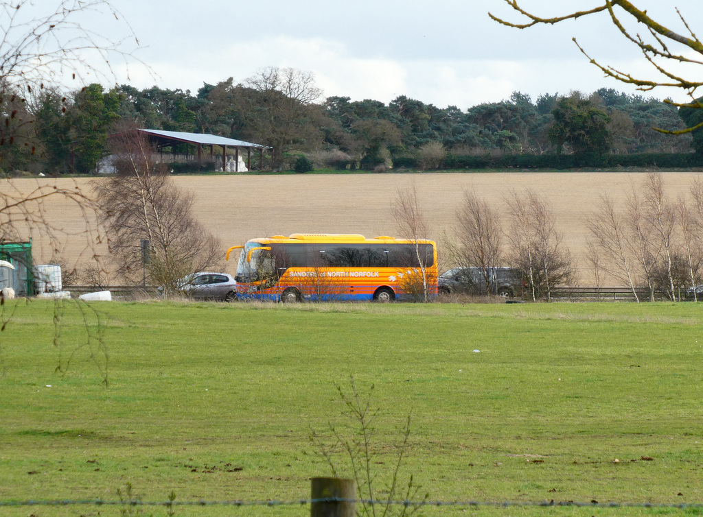 Sanders Coaches Yutong on the A11 at Barton Mills - 15 Mar 2019 (P1000569)