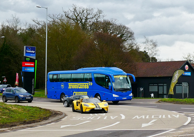 Freestones Coaches (Megabus contractor) YN07 LFL at Barton Mills - 15 Mar 2019 (P1000568)