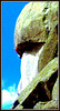 Top climber at the overhanging crux, Cancho Largo. Sierra de La Cabrera