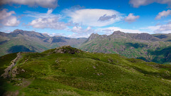 Lingmoor Fell view to Bowfell and the Langdale Pikes