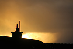 Schornstein mit Abendhimmel