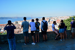 Lisbon 2018 – Tourist looking from the Castelo