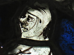 warehorne church, kent (9) c14 glass roundel of man armed with buckler and sword