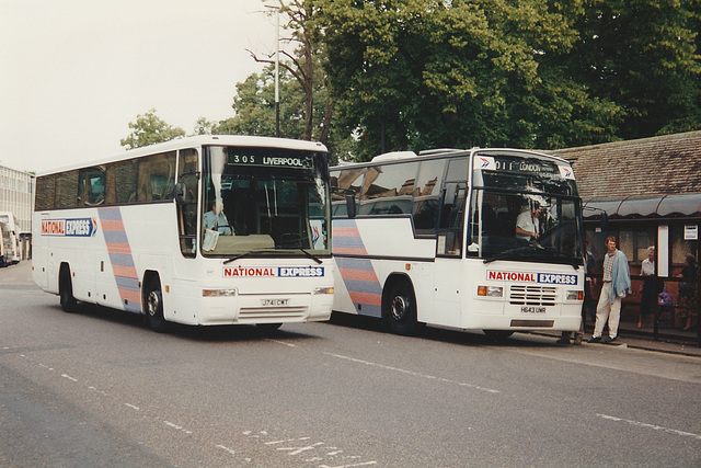 441/01 Premier Travel Services (Cambus Holdings) J741 CWT and G643 UWR at Cambridge - 10 July 1995