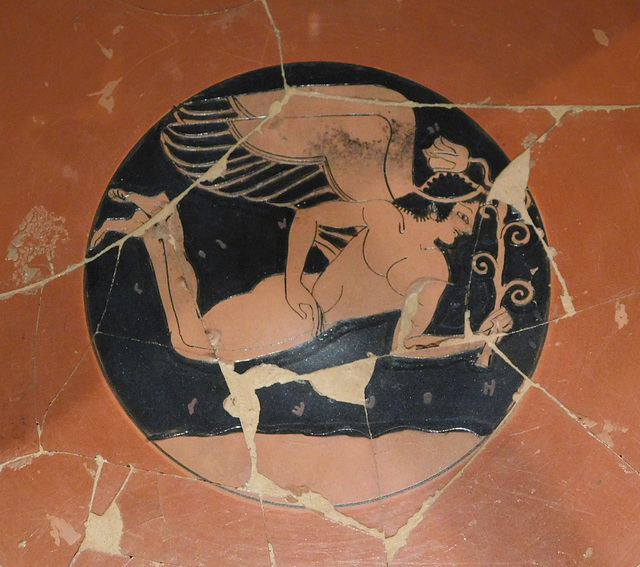 Detail of the Terracotta Kylix Signed by Kachrylion in the Metropolitan Museum of Art, January 2020