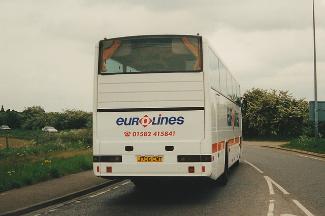 438/02 Premier Travel Services (Cambus Holdings) J706 CWT at Holywell Row - 9 May 1995