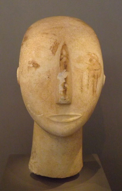 Head of a Cycladic Statue from Amorgos in the National Archaeological Museum of Athens, June 2014