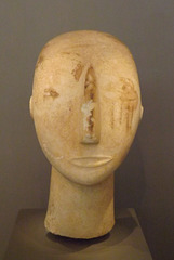 Head of a Cycladic Statue from Amorgos in the National Archaeological Museum of Athens, June 2014