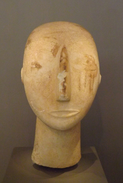 Head of a Cycladic Statue from Amorgos in the National Archaeological Museum of Athens, June 2014