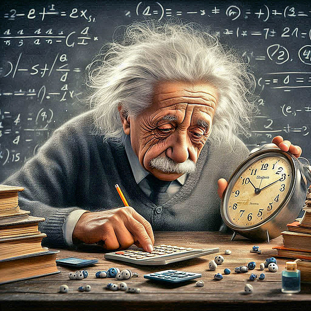 Albert Einstein à la peine avec l'artihmétique!!!!!!